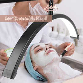 Half Moon Light with Wheels , 23IN Standing Half-moon Lamp with Phone Holder, LED Light for Manicure, Eyelash Extension, Skin Management with remote control, CRI>90, Color Temperature 3000-6000K