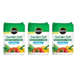 Miracle-Gro 3 Pack Garden Soil with Moisture Control to Prevent Over Watering, In-Ground Vegetable and Herb Gardening, Feeds up to 3 Months, 1.5 Cu Ft