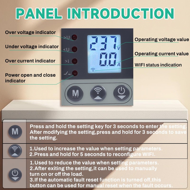 40A WiFi Switch with Surge Protection Overcurrent Smart Meter Switch