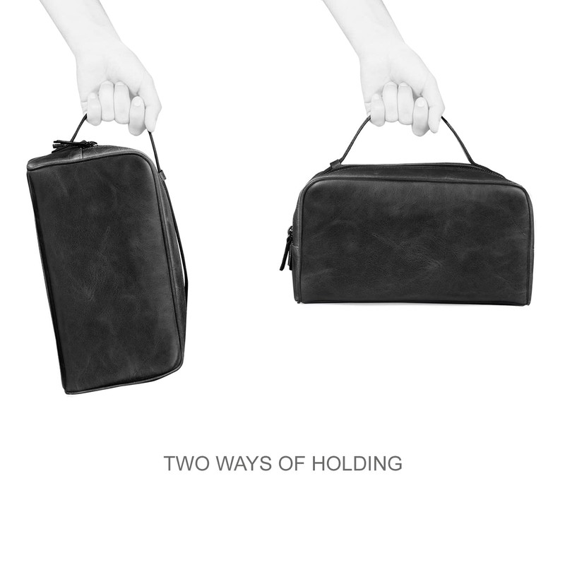 Londo Two Compartment Genuine Leather Travel Bag - Unisex (Black)