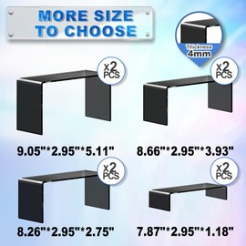Aheroi Acrylic Risers, 8 Pcs 2 Set Display Risers, Black Arylic Display Stands Acrylic Shelf Riser, Display Stands for Vendor Events, Cupcake Stands, Funko Pop Display Acrylic Riser(1-3-4-5IN)