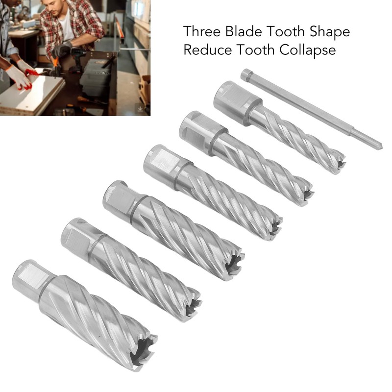7Pcs Annular Cutter 3 Flute Mag Drill Bit Carbide Steel
