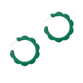 RUOFFETA Acrylic Flower Hoop Earrings, Lightweight Floral Open Hoops Candy Color Hoop Earrings for Women(Dark Green)