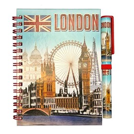 Bells Box London Souvenir Notebook - British Notepad with Pen- Union Jack Note Pad - England Gift Stationary