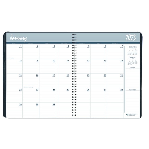House of Doolittle 2023-2024 Monthly Calendar Planner, 2 Years, Expense Log, 6.9 x 8.75 Inches, Black Leatherette Cover (HOD268002-23)