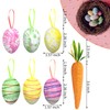 25 PCS Easter Egg Carrot Hanging Ornaments With Green Grass