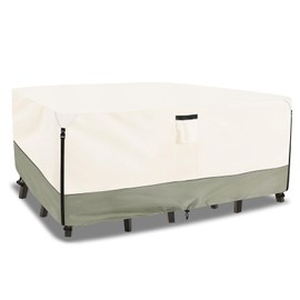 LSongSKY Outdoor Furniture Covers Waterproof,600D Heavy Duty Outdoor Dining Table and Chairs General Purpose Furniture Cover,Square Patio Table Covers 62L x 62W x 28H inch Beige