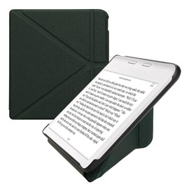 kwmobile Origami Case Compatible with Kobo Libra Colour Case - Slim PU Leather Cover with Stand - Dark Green