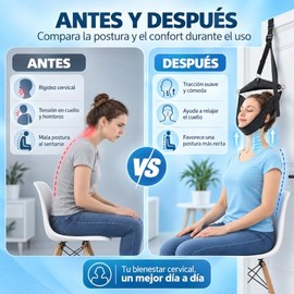 Traccion Cervical Cuello, Corrector de Cervical Hogar, Ideal para Aliviar la Rigidez del Cuello, la Tensión en los Hombros y el Cuello, y las Hernias 