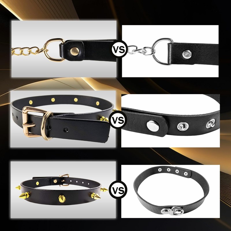 DEOLIKSEXR Leder Kragenchoker Halskette mit Nieten Verstellbarer Halskette Choker Damen