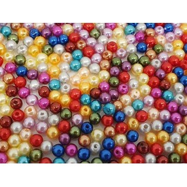 Perlin Pack of 1000 Wax Beads 6 mm Mix Colourful Plastic Acrylic Beads Table Decoration Wedding Round Wire Stars Confetti Mother of Pearl Stars Craft Wax Beads Wax Beads P26