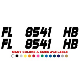 Set of 2 Custom Boat Registration Numbers and Letters Jet Ski Registration Numbers Jetski PWC Pontoon Sail Boat Sailboat Hull Id Vinyl Decals Stickers
