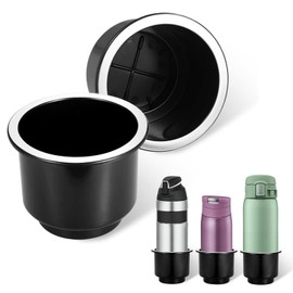 leediga Pack-2 Car Cup Holder, Plastic Drink Holder, Waterproof Tea Cup Base Decoration, Cup Holder Inserts, Cup Coaster Replacement, Universal for Most Cars,Trucks, SUVs (Black)
