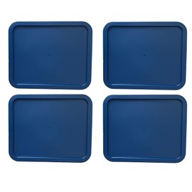 Replacement Lids fits Pyrex 6-Cup Glass Food Storage Container Bowls, (8.75 x 6.75-Inch) Plastic Rectangle Lids Covers for Pyrex 7211-PC, Airtight & Leakproof (4-Pack, Blue)