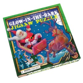 Glow in The Dark Christmas Eve with Santa and Rudolph Jigsaw Puzzle 100 pc