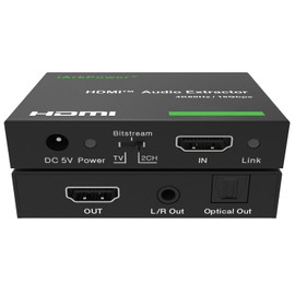 iArkPower HDMI 2.0 Audio Extractor 4K60Hz HDMI to Optical + 3.5mm Audio Splitter Support Dolby Vision, Dolby Atmos, HDR10, HDCP 2.2, CEC, 5.1CH DD/DTS, 2CH PCM