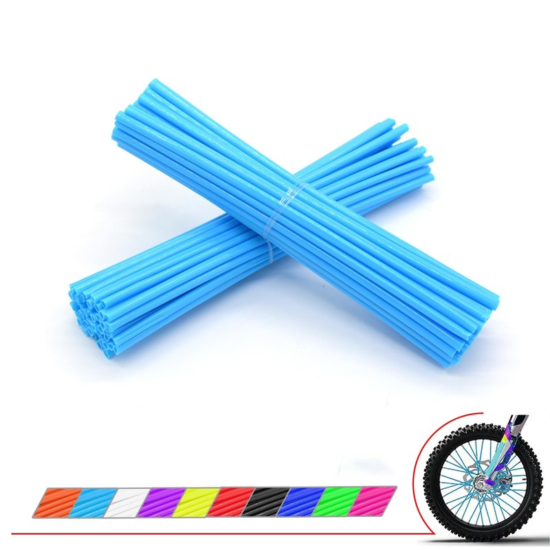 72Pcs Light Blue Spoke Skins - Universal Dirt Bike/Motorcycle/Bicycle Wheel