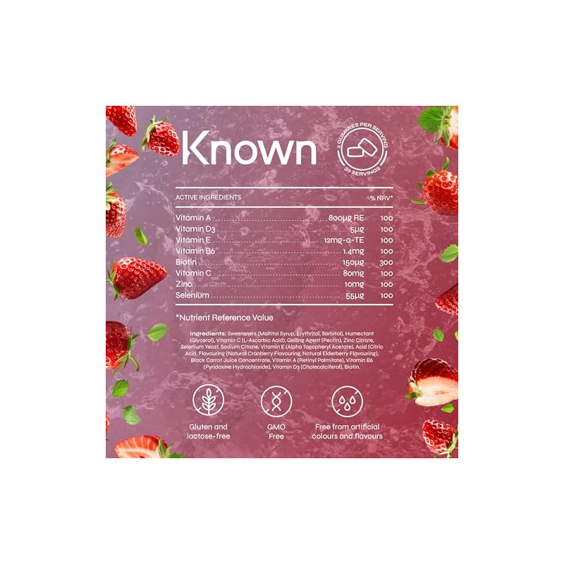 Known Tasty Sugar Free Hair, Skin & Nails Gummies –