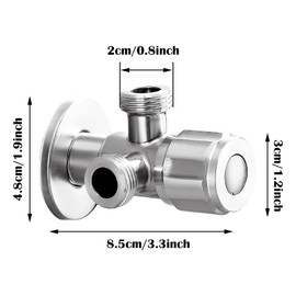 Angle Valve with Raw Belt, Angle Valve 1/2 Inch, Water Connection, Double Valve, Angle Valve with 2 Outlets 1/2 Inch, for Wall Thread 1/2 Inch