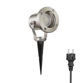 ledscom.de MIBU LED Garden Spotlight with Ground Spike for Outdoor Use Stainless Steel Includes GU10 Lamp 5.558 W 535 lm 30° White