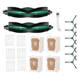 Aymthgt 19 PCS Q0520 Replacement Parts for iRobot Roomba 104/Q0520/Q052/105 Vac/105 Combo Vacuum,2 Roller Brush, 6 Side Brushes, 6 HEPA Filters, 4 Dust Bags and 1 Clean Brush