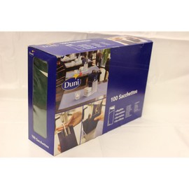 Duni Sacchetto Napkin Bag Plain Dark Green 8.5 x 19 cm Tissue Napkin 2-Ply Cream Pack of 100