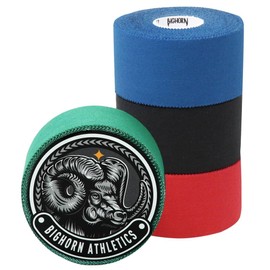 Bighorn Athletics Sports Tape & Medical Tape, Wrist Tape & Ankle Support Tape, EZ-Tear Zinc Oxide Infused Tape for Sensitive Skin, First-Aid Tape, 1.5-Inch x 45-Feet, 4 Rolls (Black, Blue, Red, Green)