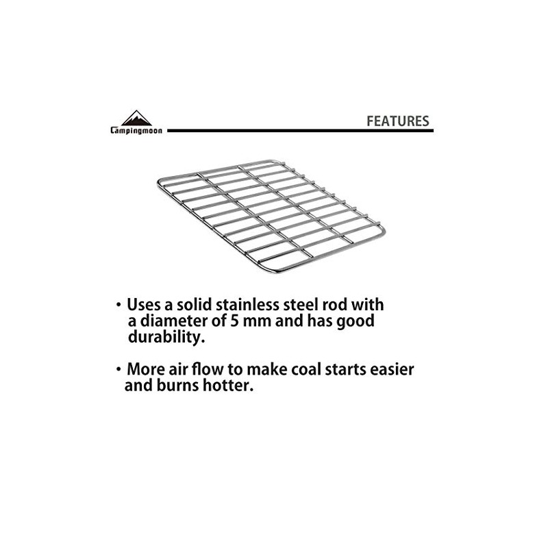 CAMPINGMOON Coal Bed Charcoal Fire Grate Grill Grates Replacement Stainless