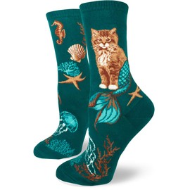 ModSocks Women's Purrmaids Crew Socks in Deep Teal