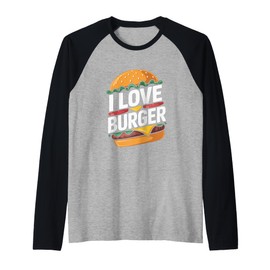 I Love Burger Juicy Delicious Cheese Patty Raglan Baseball Tee