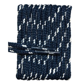 FootGalaxy Metal Tip Round Laces For Boots/Shoes, 45, Navy with White Chip