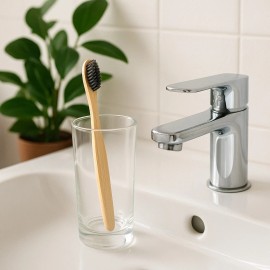 Unbranded Charcoal Bamboo Toothbrush 50 Pack - Adult Organic Wooden Natural Biodegradable