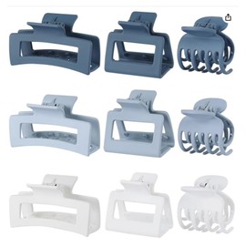 Hair Claws Set, 9 Pieces Hair Clips for Women, 3 Styles Medium Hair Claws, Rectangular, Square, for Fine and Thin Hair (9 Pieces Pattern B)