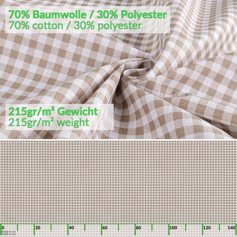 Fabric Tablecloth Washable Table Linen Tablecloth Cotton Polyester Vichy Grey