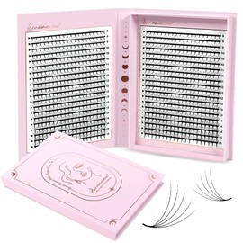 Lunamoon 800 Pieces Premade Fan Lashes, Ready-Made Fan Eyelashes, 5D Ready Fan Eyelashes, Volume Eyelashes, Ready-Made Fan Eyelashes, Eyelash Extension (5D-0.07-C, 8-15 mm)