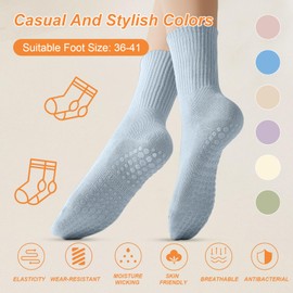 Druuzyl Pilates Socks Women's 6 Pairs Non-Slip with Nubs Non-Slip Socks for Pregnant Cotton Sports Studded Socks Non-Slip Socks for Women Stopper Socks for Yoga 36-41