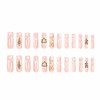 MERVF Long Press on Nails Square Fake Nails White Print