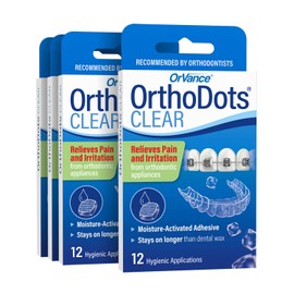 OrthoDots CLEAR – Moisture Activated Braces Wax Alternative for Pain Caused by Braces, Clear Aligner Trays, and Other Orthodontic Appliances. OrthoDots Stick Better and Stay on Longer than Dental Wax.
