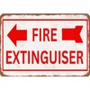 METAL SIGN - Fire Extinguisher Left Arrow - Vintage Rusty