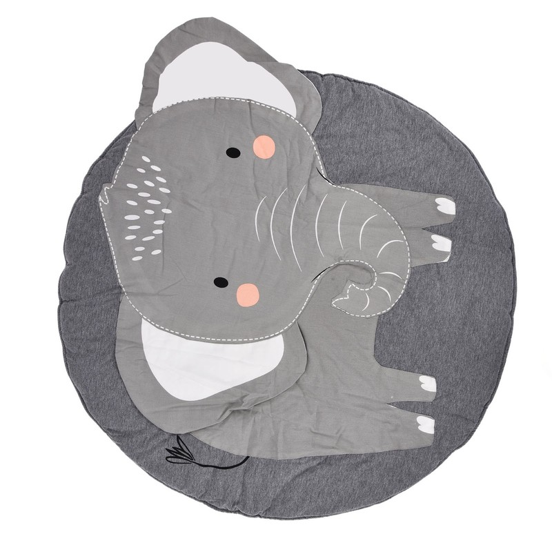 Baby Play Mat Round Cartoon Elephant Pattern Soft Cotton Decoration