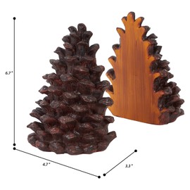 DHUJBFF Pinecone Shaped Resin Book Ends,Rustic Cabin Decor, Decorative Bookends for Home,Office,and Library,Set of 2