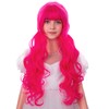 Kids Hot Pink Wig Girls Long Pink Curly Wigs with