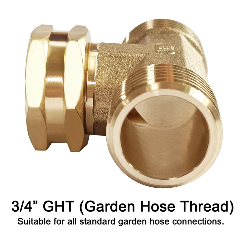 Joywayus 3/4 GHT Threaded Brass Swivel Pipe Fitting Tee T