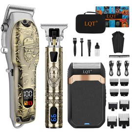 LQT Professional Hair Clipper Set for Men Electric Shaver Razor Cordless Hair Cutting Barber Clippers Beard Trimmer Men’s Grooming Kit Gifts for him (Bronze)