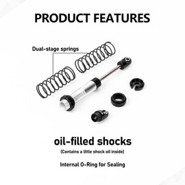 FEDCO 100mm RC Shocks Oil-Filled Shock Absorber, CNC Aluminum Threaded Oil Damper With Dual-Stage Spring For 1/10 RC Crawler RC Shock Upgrades