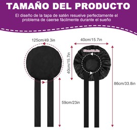 SSX-KJ 2 Pzs Gorro de Dormir de Satén,Gorro de Dormir de Seda Suave,Adecuado para Cabello Rizado,Liso,Largo y Corto,Transpirable,Diadema Ancha Ajustable,Negro+Negro