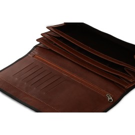 Biggs & Bane Genuine Soft Leather RFID Protected Travel Wallet Passport Holder Document Card Organiser Case with Zip Closure Passport Money Boarding Passes Credit ID Cards - (Black & Brown)