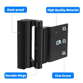 Home Security Door Lock, Fcicarn Childproof Door Reinforcement Lock with 8 Screws, 3 Inch Stop Withstand 800 lbs for Inward Swinging Door, Upgrade Night Lock to Defend Your Home (2-Pack,Black)