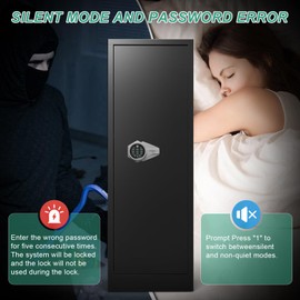 BONANO 8-10 Gun Safe, Gun Safe for Rifles and Pistols, Fireproof Gun Safe for Rifles with Digital Keypad, Quick Access Rifle Safe with Adjustable Gun Rack and Pistol Pouch, Gun Cabinet for Home