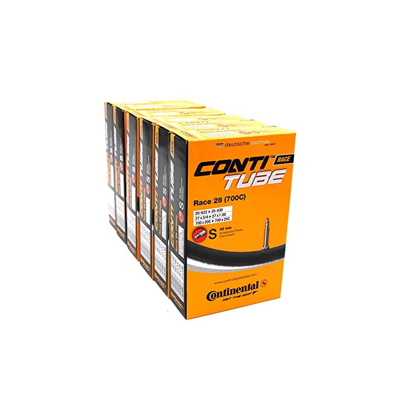 Continental Unisex-Adult 181781 Fahrradschläuche, Schwarz, 28 (6er Pack)